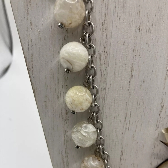 Loft marble bead and ribbon bow long necklace 32" chain link - Picture 3 of 7